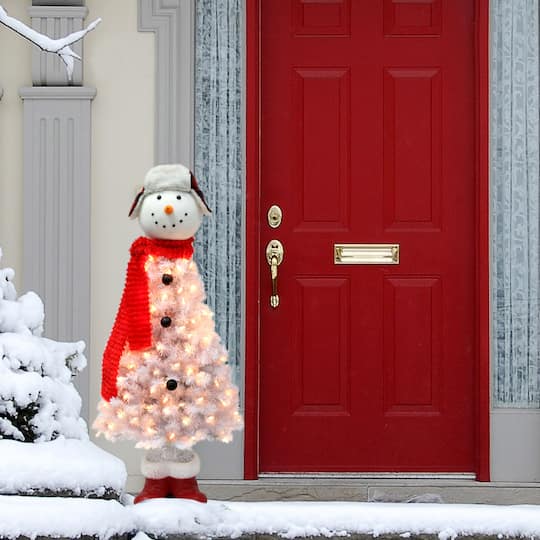 4ft. Pre-Lit White Snowman Artificial Christmas Tree, Clear Lights